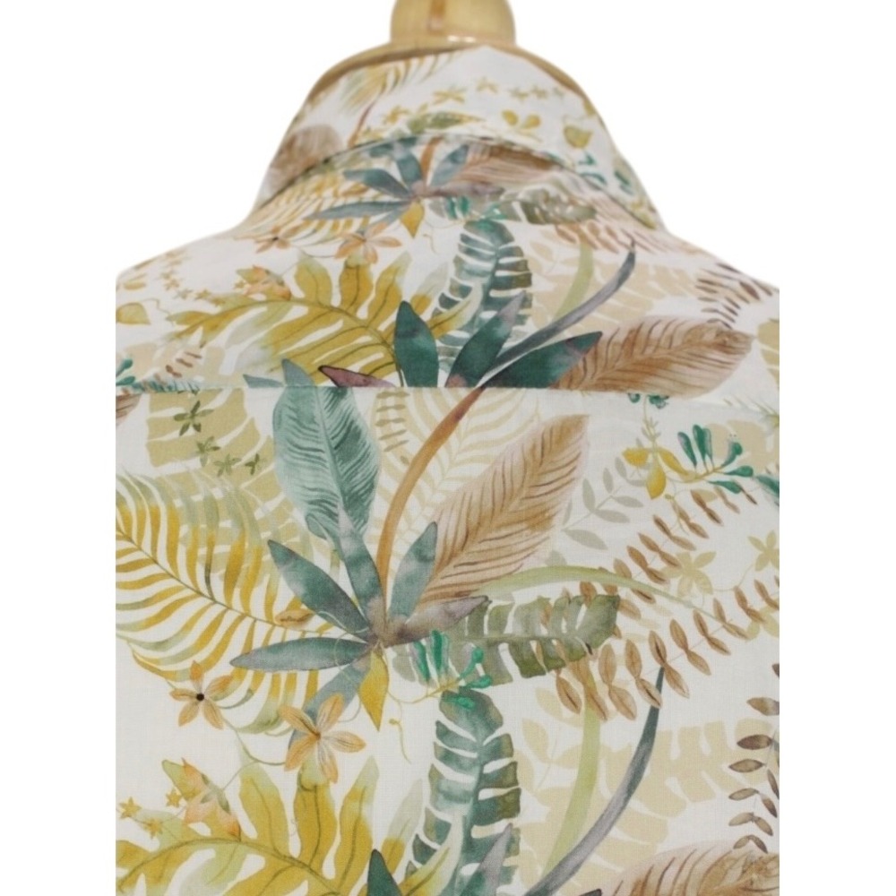 Margaret O'Leary Shirt womens XS tropical leaf pint button front long sleeve - Picture 4 of 12